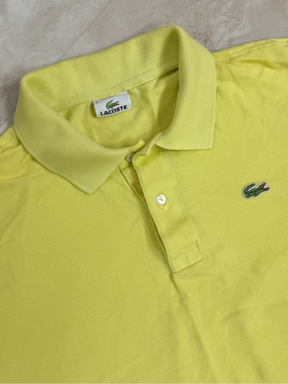 Lacoste Men’s Size 8 XL/XXL Yellow Green Cotton Pique Crocodile Polo Shirt